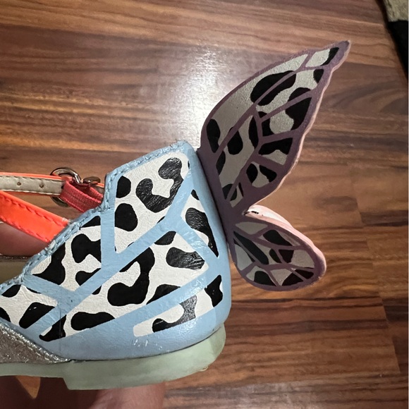 Sophia Webster Mini Chiara Mary Jane Butterfly Flats Leopard Glitter Kids 9 25 - Picture 10 of 15